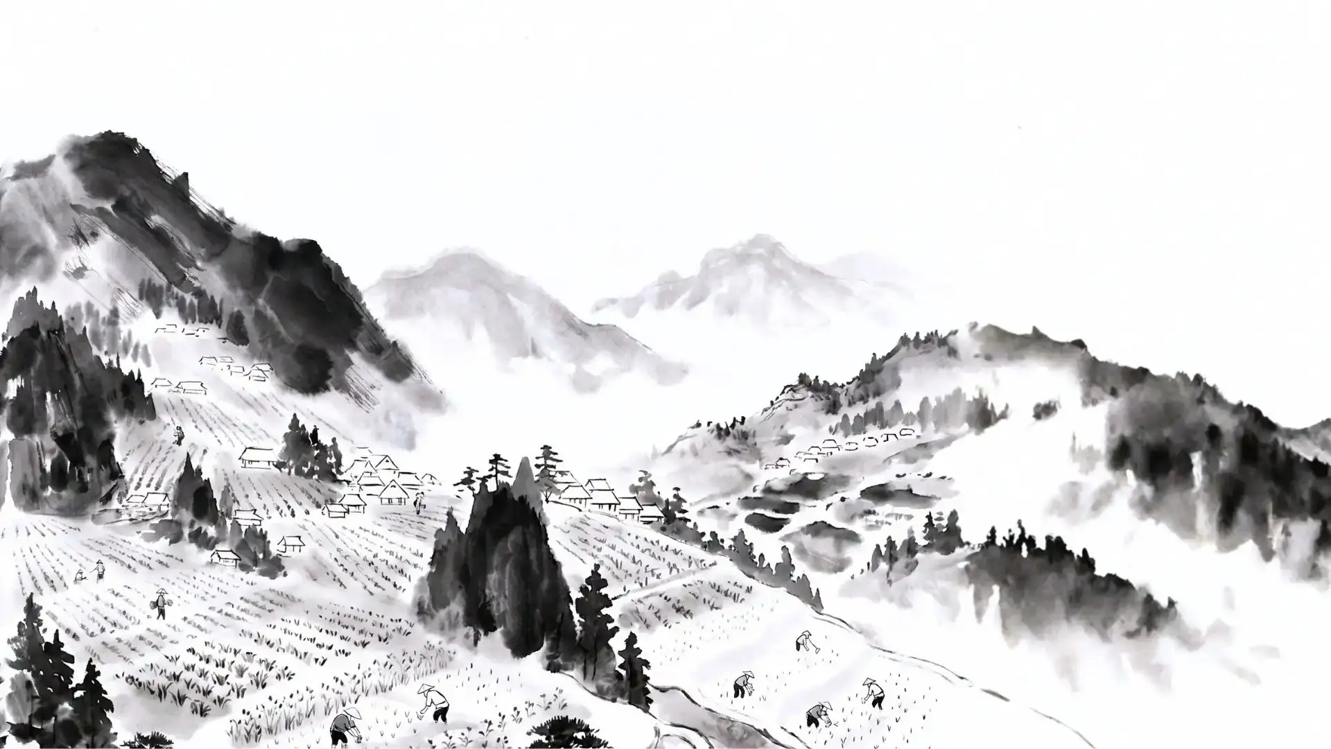 祖谷の山間の里の風景
